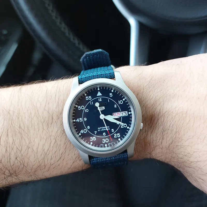 Seiko 5 Blue Dial With Nylon Automatic Men's Watch- SNK807K2